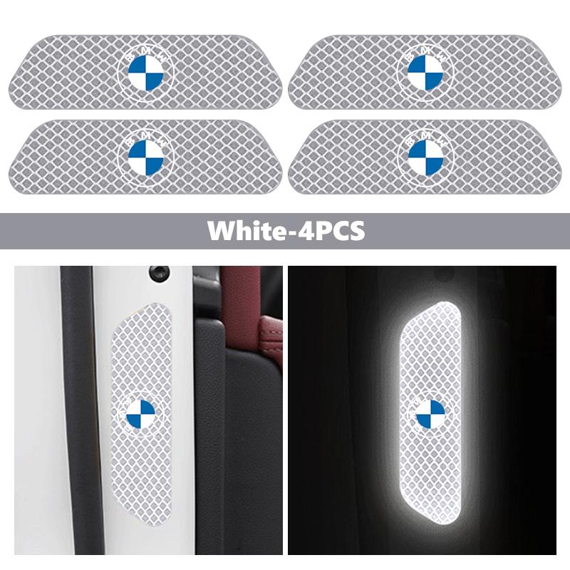 LXZR9 4pcs Car Door Reflective Strip Night Safety Warning Tape Stickers For BMW 1 3 5 7 Series M F01 F20 F10 F13 E52 E53 E60 E93