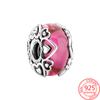 Romantische Perlen, Geständnisse der Liebe, rosa Murano-Glas-Charms, passend für Mode-Armbänder, Mädchen, S925-Sterlingsilber, Schmuck, Geschenk