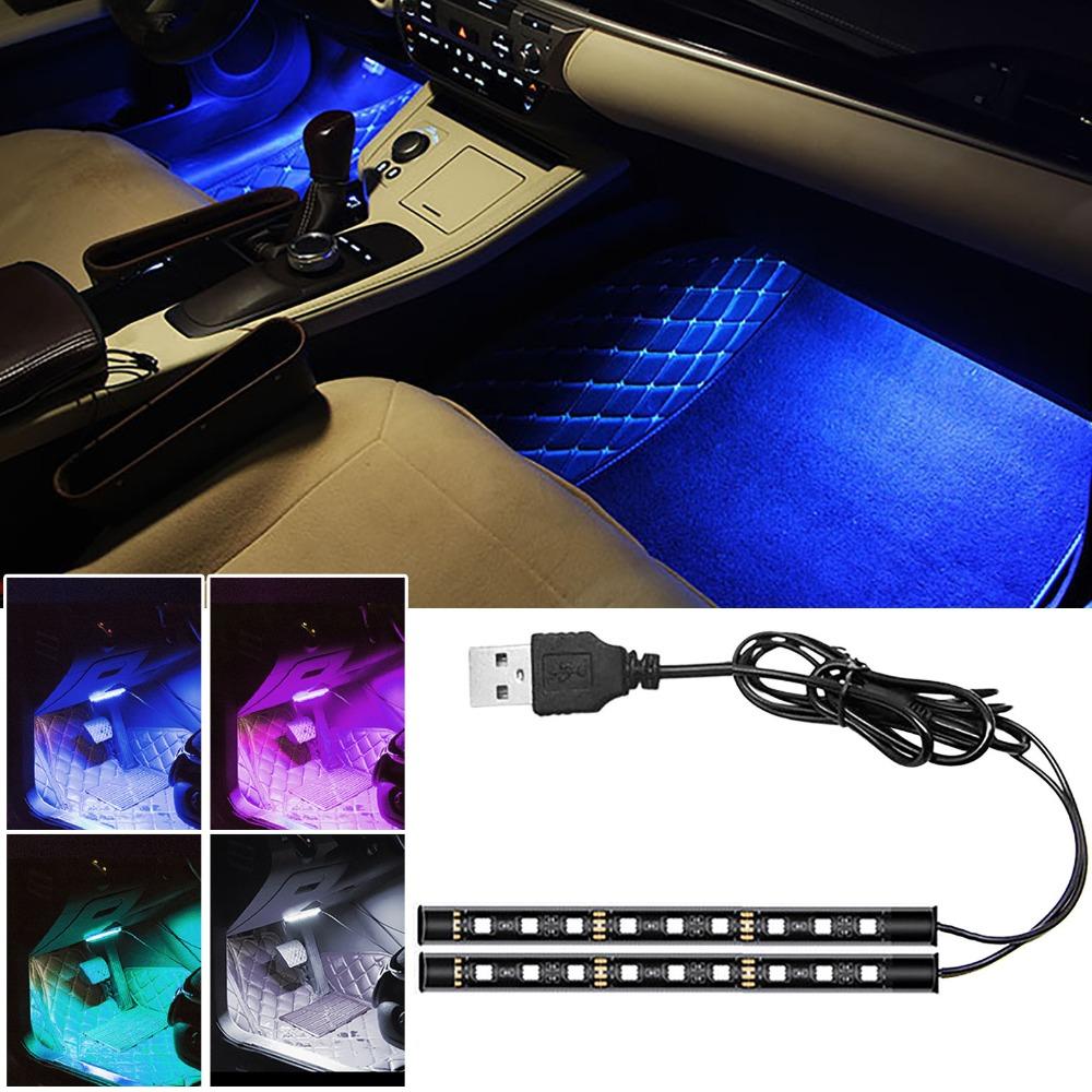 Plug And Play Car Interior Ambient Foot Strip Light USB Plug Ambience Night Light LED Spotlight