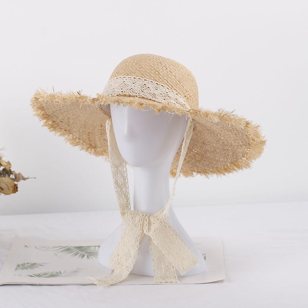 2026 Summer Sun Hat Lace 100%Raffia Hat Sun Visor Women's Summer Panama Straw Hats Women's Beach Hat Summer Hat Uv Blocking Hat