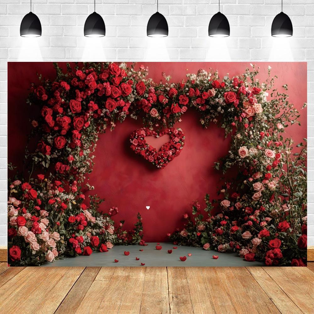 Romantic Valentine's Day Red Rose Love Candle Photography Banner Background, Indoor Scene Couple Photo Shooting Studio Backdrop