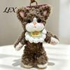Mini Stuffed Cat Charm Plush Pendant, Cute Fuzzy Curly Kitten Charm, Soft Gift for Lovers Animal Keychain Backpack Fluffy Key Ring