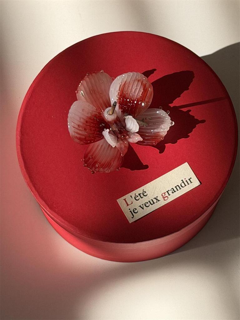 Creative Handmade Art Fragrance Insertion New Year Red Butterfly Orchid Flower Ornament, High Grade Iris Flower Gift