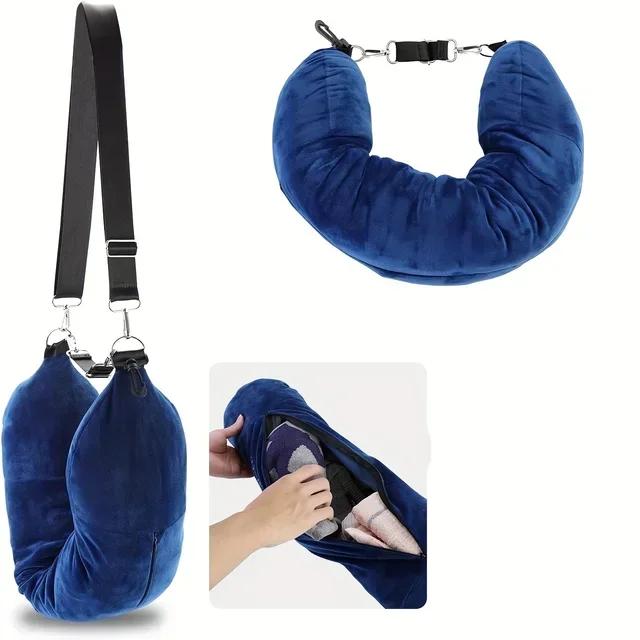 Portable 1pc Travel Pillow Can Store Clothes Outdoor Pillow Comfortable,Travel Storage Bag Cervical Pillow Airplane Neck Pillow