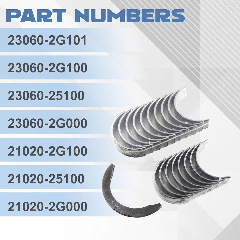 21020-25120 Con Rod & Crankshaft Main Bearing Set - Fits for Forte Koup Coupe Sportage Optima Sonata G4KC 2.4L, Replace 23060-25120 21020-25150
