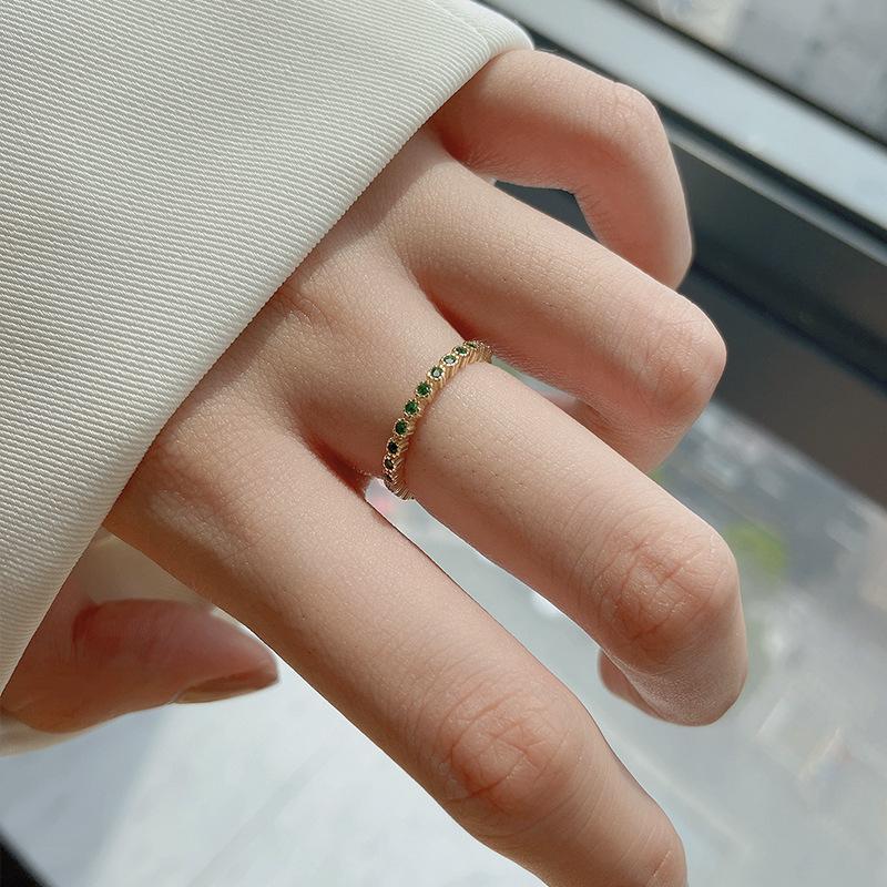 New 925 Sterling Silver Green Zircon Ring Personality Charm Simple Style Woman Ring Party Gift for Friends Exquisite Jewelry