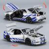 1:32 GTR R34 Low-Rider Sports Car Model with Opening Doors, Four-Wheel Suspension, Alloy Build, Sound and Light, Pull-Back Simulation