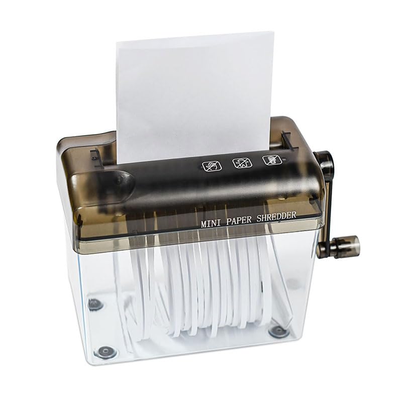 Aktenvernichter, manueller Aktenvernichter, Mini-Aktenvernichter, A6, handlicher, geräuschloser Aktenvernichter, leicht zu tragen und perfekt für den Einsatz im Büro/zu Hause/in der Schule (Schwarz)