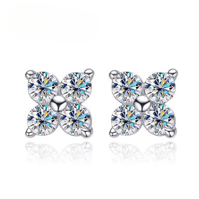 D VVS1 עגילי Moissanite צמודים עגולים לנשים גבר 4 אבנים קלאסי s925 עגיל כסף סטרלינג עם תכשיטי מתנות GRA