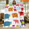 A 2D Flat Printed Spring And Summer New Arrival Fleece Blanket Featuring a Skin-Friendly Cow Pattern, with High-Definition Digital Printing, Suitable 