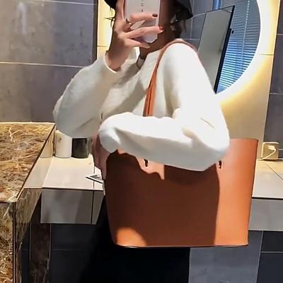 Solid Color Women's PU Leather Handbag and Purse Luxury Large Capacity Fashion Shoulder Bags Female Designer Shopping Tote Bags CLE