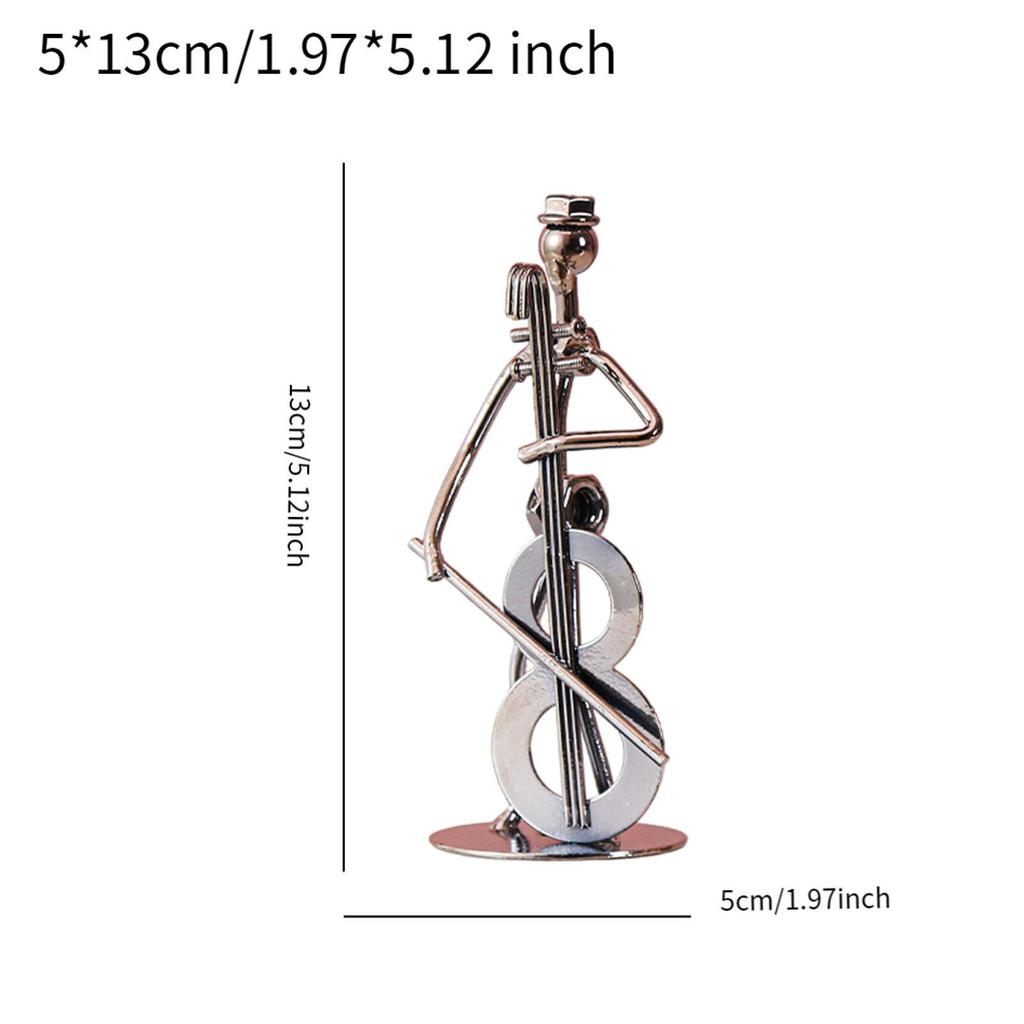 Musical Man Statue, Iron Wires and Screws Statue Home Decor, Musician Tabletop Figurine Desk Decoration for Bookshelf