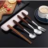 4Pcs Stainless Steel Chopsticks Fork Spoon Set Storage Case High-end Wooden Handle Cutlery Set Durable Reusable