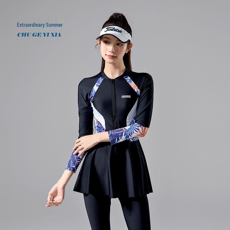 

2025 Stylish Plus Size Slimming Long Sleeve Zipper Surf Suit XL (59-64kg)