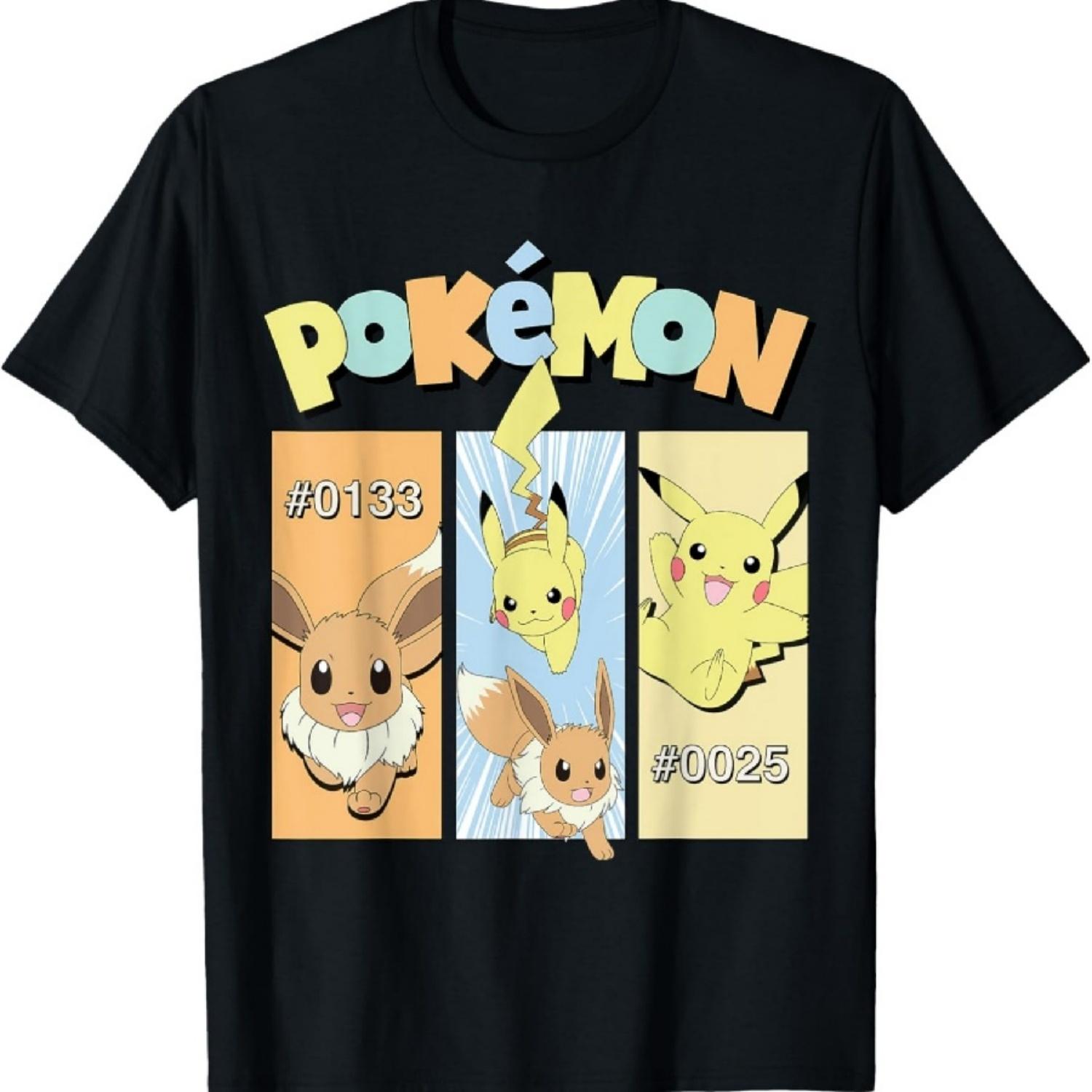 Pokémon - Футболка с панелями персонажей Пикачу и Иви S чёрный