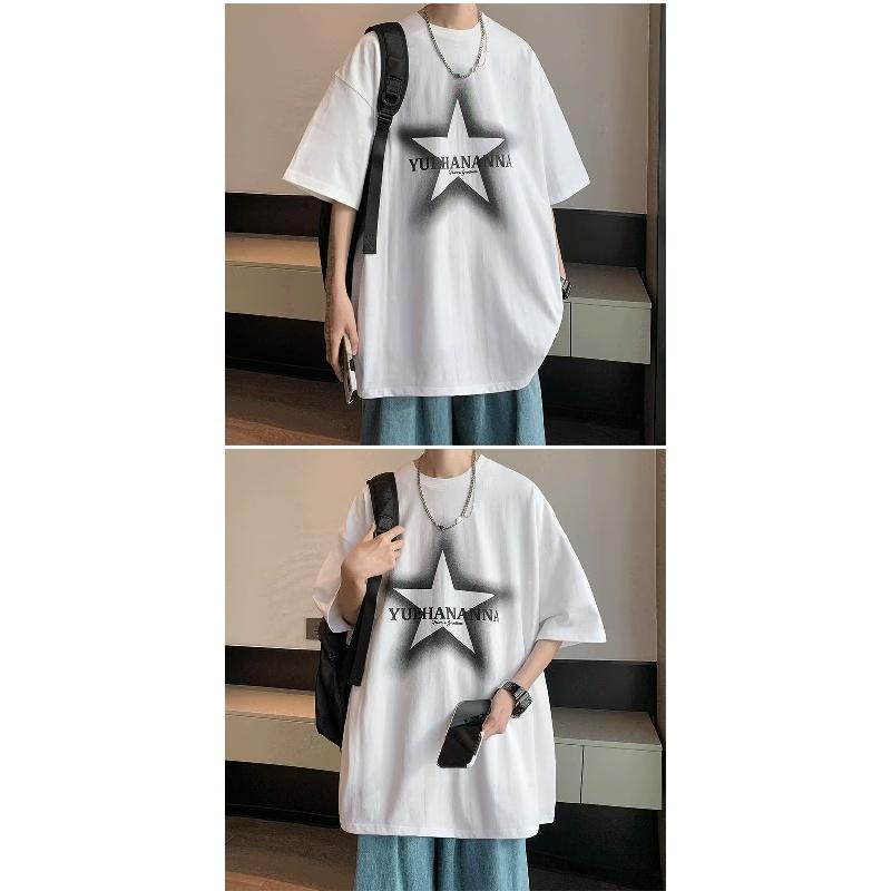 Pánská trička s krátkým rukávem Pánská grafika Volný top s kulatým výstřihem Trendy retro trička pro muže Tričko velkých velikostí Nové letní oversize