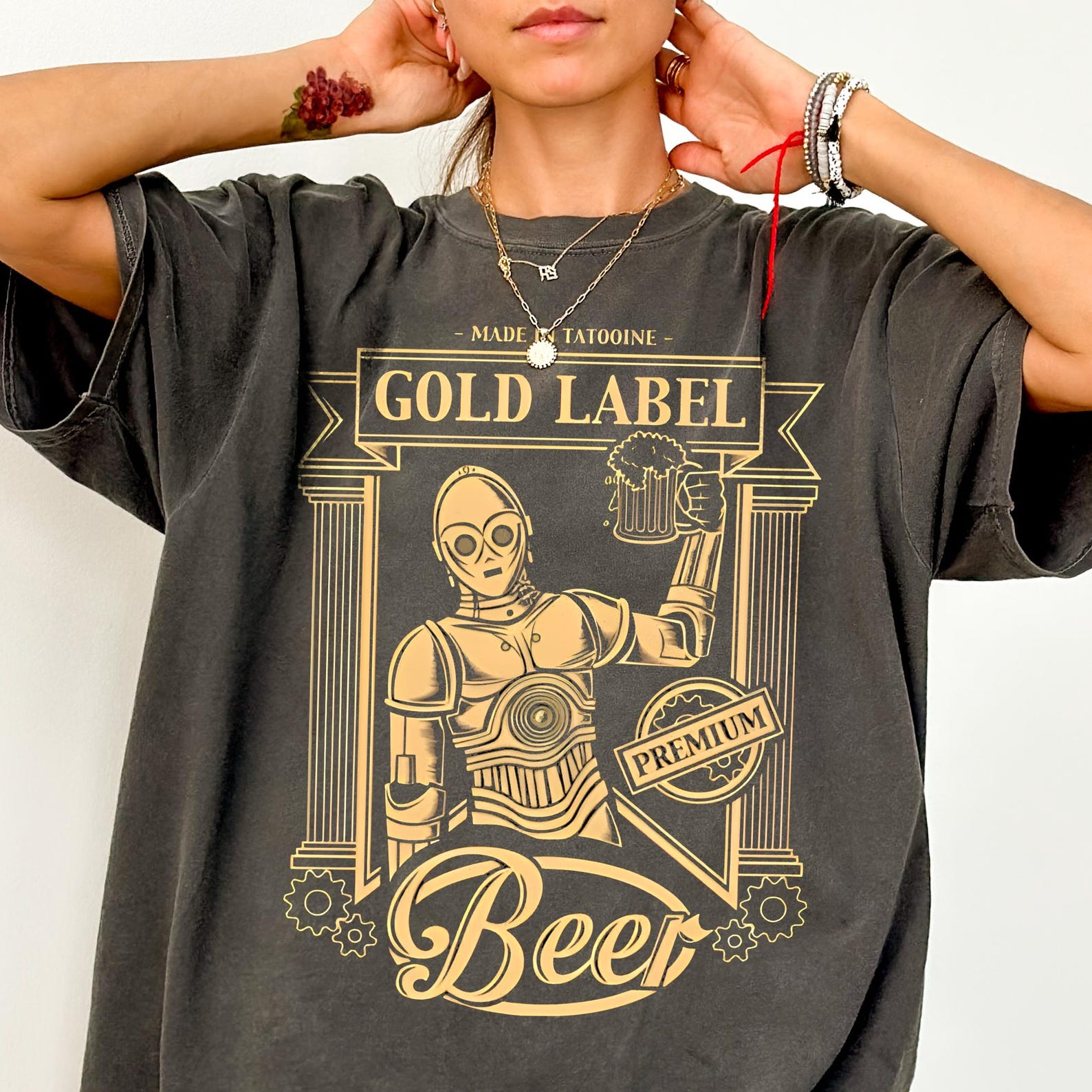 Vintage C-3PO Gold Label Beer Shirt - Tatooine Tshirt,Star Wars Sweatshirt S