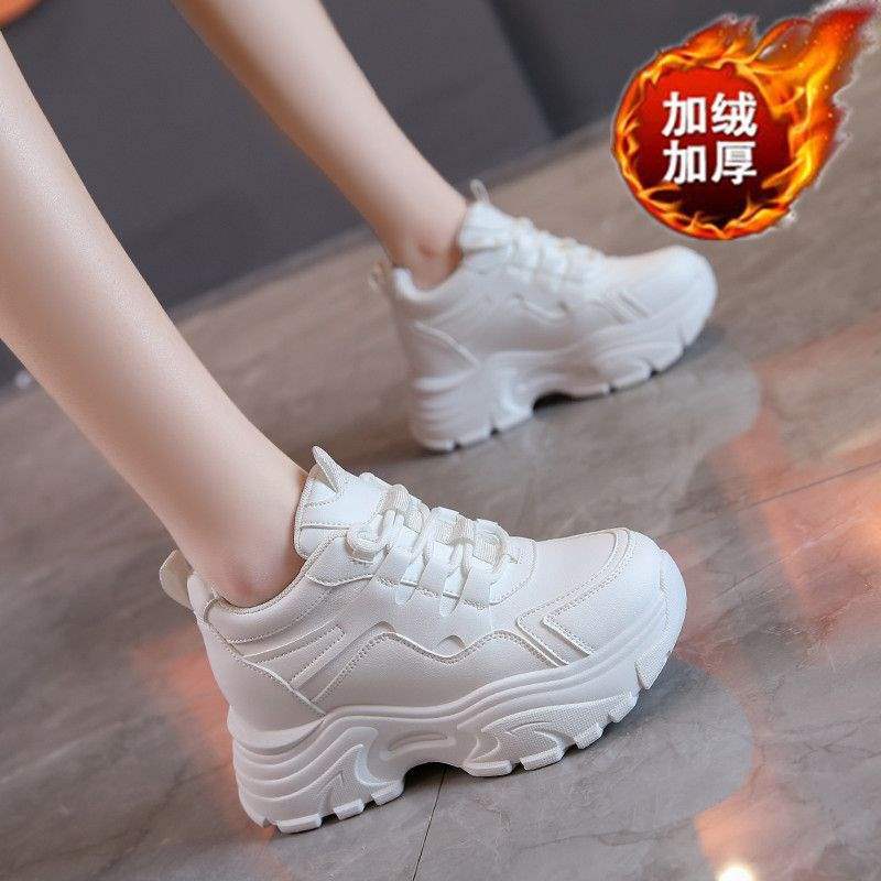 Inner Height Increase and Velvet Dad Shoes Women's 2025 Autumn and Winter New Versatile Small Man Thick-soled Casual Sports Little White Shoes