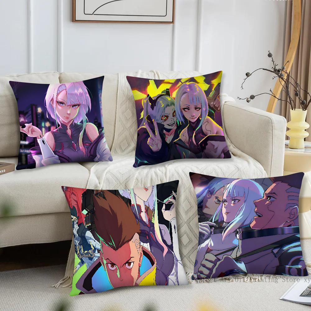 Anime C-Cyberpunk E-Edgerunner Pillow Case Square Pillow Bedroom Sofa Leisure Comfort Cushion Car Living Room Home Decoration