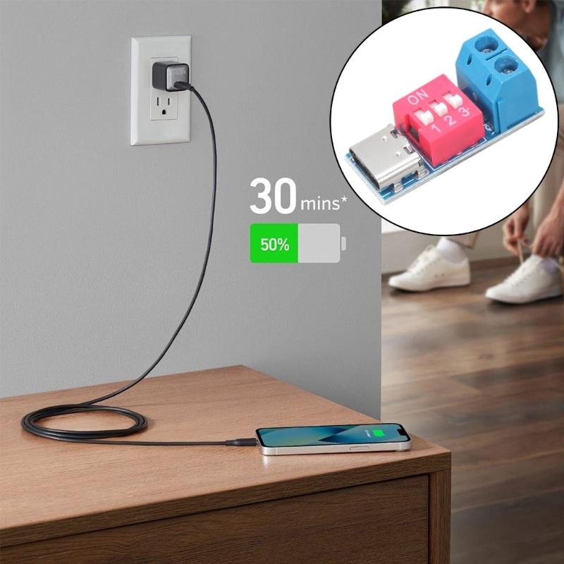 Pack of 2 USB Type C PD Triggers Module SupportsQC/PD Fast Charging with Adjustable Voltages Support 5V-20V Input