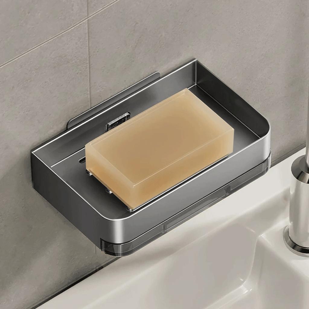 Soap Dish Box Stainless Steel Bathroom Shower Storage Soap Tray Mesh Rack Soap Dishes Wall Mounted Drain
