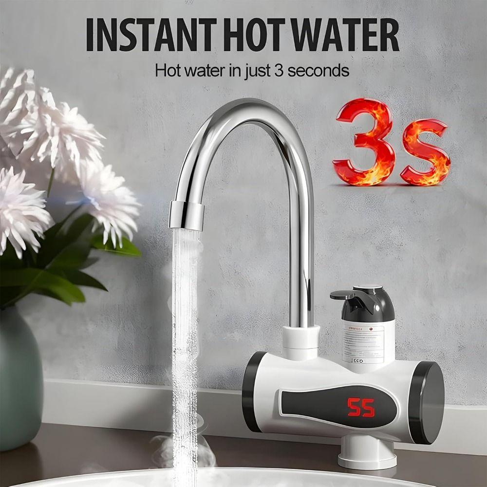 3-Second Rapid Heating Electric Water Heater Tap Tankless Water Heater Faucet Household Use