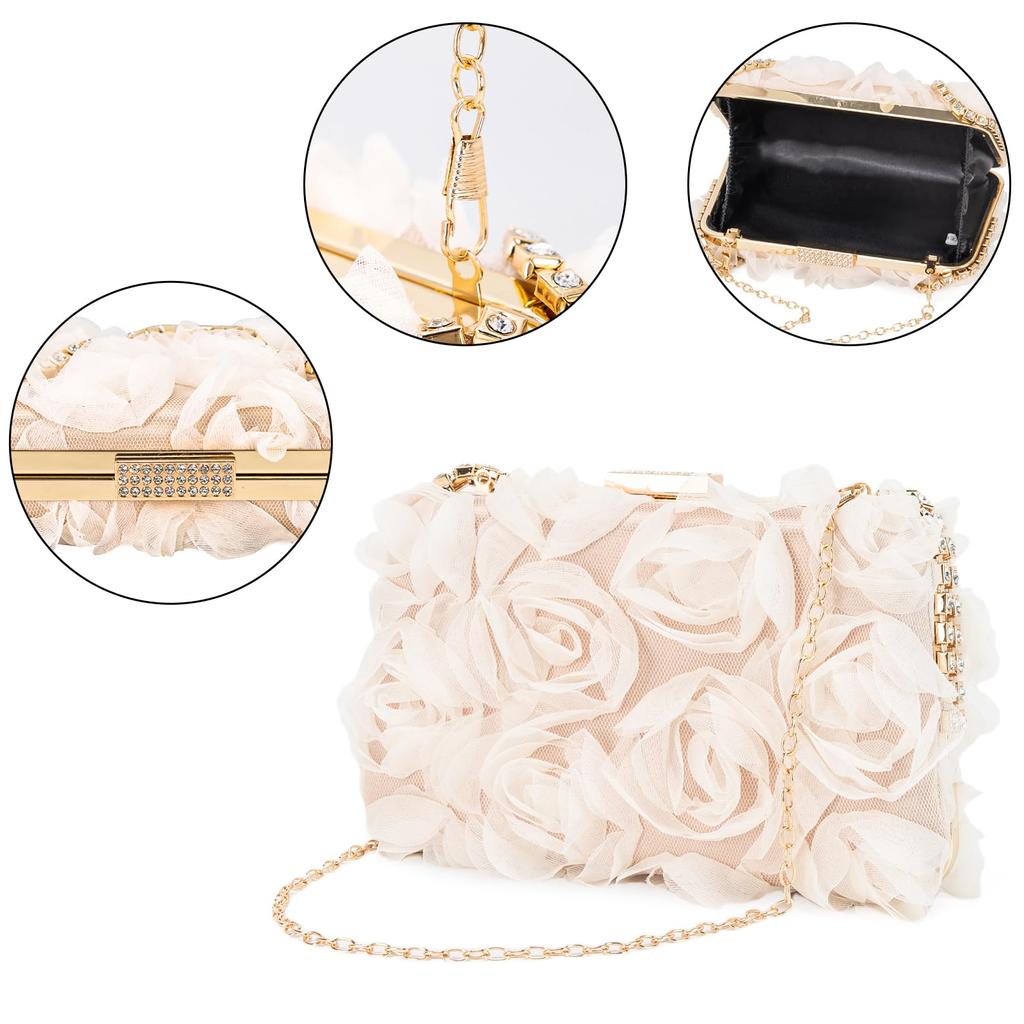 greentaya Party Bag, Wedding Petal Bag, Large Lace Women's Handbag, Perfect for Receptions and Guests (Apricot)