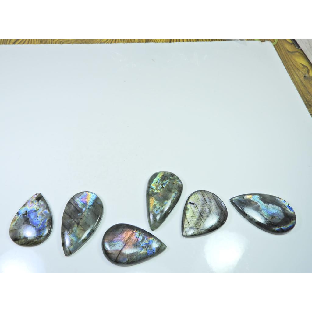 290Cts. Natural Purple Labradorite Spectrolite Pear Loose Gemstone 6Pcs Lot LL-1176