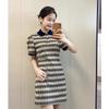 Polo Collar Rhombus Plaid Dress Women's Summer New Retro Niche Design Slim Short Skirt