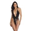 Deep V-neck Backless Bandage Women Monokini Patchwork Color Halter One-Piece Swimsuit