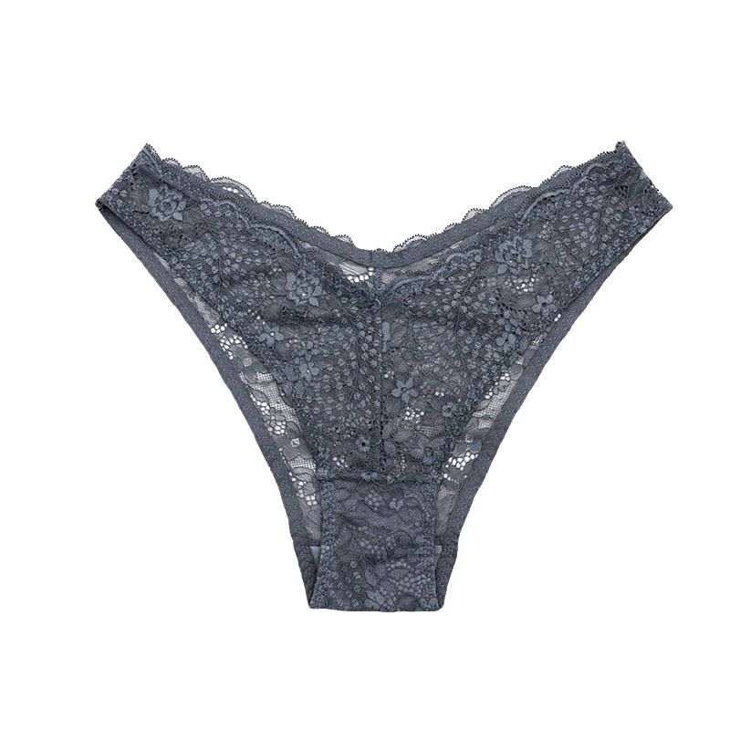 

Cross-Border Low Waist Lace Sexy Underwear High Elastic Lightweight Solid Color Breathable Comfortable Women s Underwear Grey XL 80.00kg