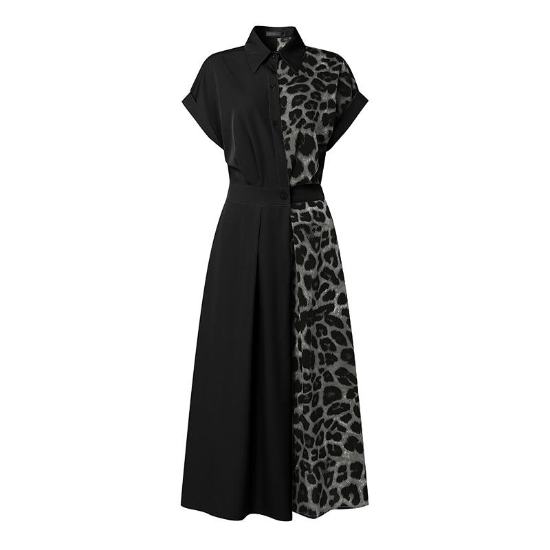 ZANZEA Women Casual Turn Down Collar Summer Short Sleeve Leopard Print Dress