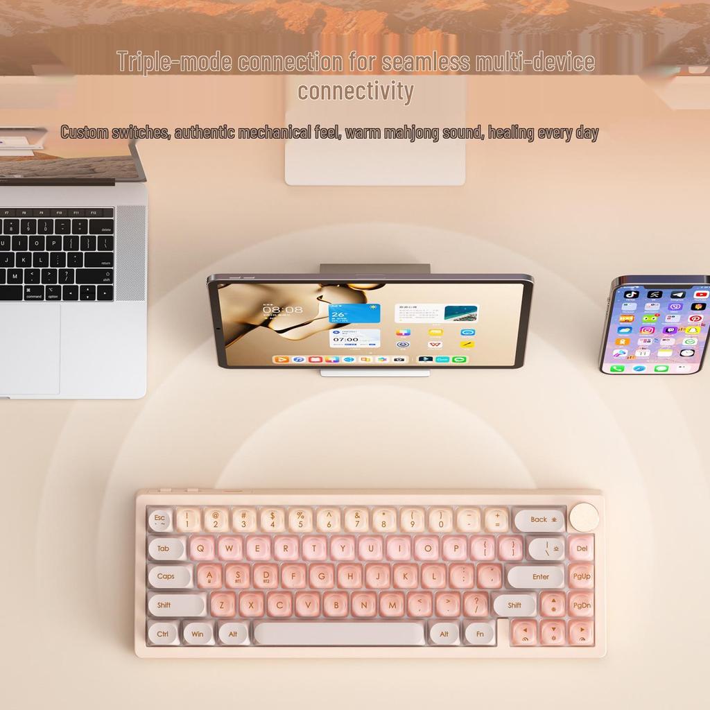 BOW Hangshi GK68 Multicolor Mechanical Keyboard, Stylish Design for Women, Compatible with Office and Laptop Use