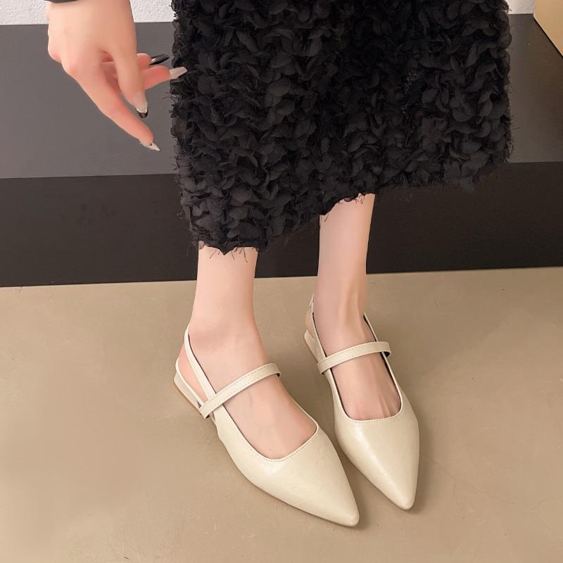Baotou Sandals Women's Summer New Fashion with Skirt Pointed Toe Shallow Mouth Mary Jane Square Heel Shoes