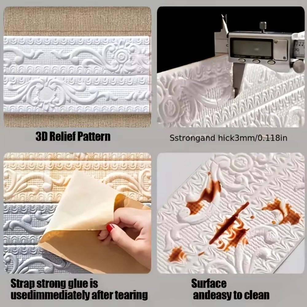 Adesivo da Parete in Schiuma 3D Bordo in Schiuma Autoadesivo Striscia Decorativa per Soffitto Fai-da-te Decorazione per la Casa