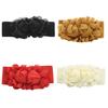 Women's Fashion Double Rose Flowers Elastic Stretch Waist Belt Wide Stretch Waistband