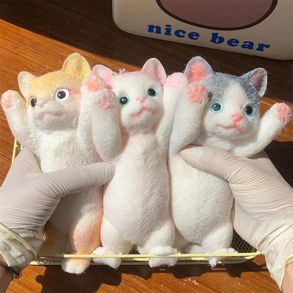 Taba Squishy Cat Toy - Realistic Fluffy Sticky Stress Reliever, Soft Simulation Cat Squeeze Gift for Kids & Adults