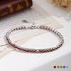 Bracelet en Pierre Naturelle Style Hip Hop Argent Sterling S925 Entièrement Incrusté Chaîne Tennis Cristal 3mm Bijoux de Main Mode Haut de Gamme Pour Femmes