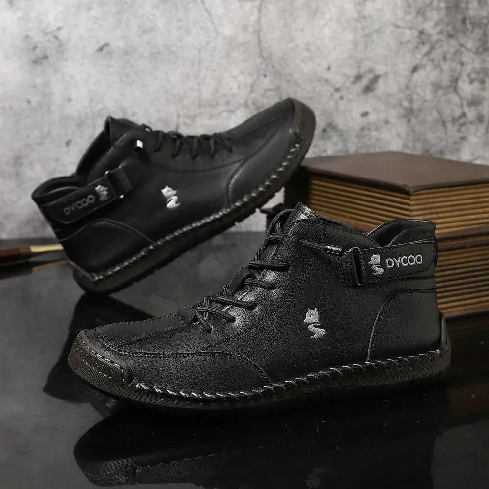 Fashion Handmade Leather Men's Boots Breathable Booties Casual Leather Shoes Man Outdoor Design Sneakers for Men Ankle Boots Boats