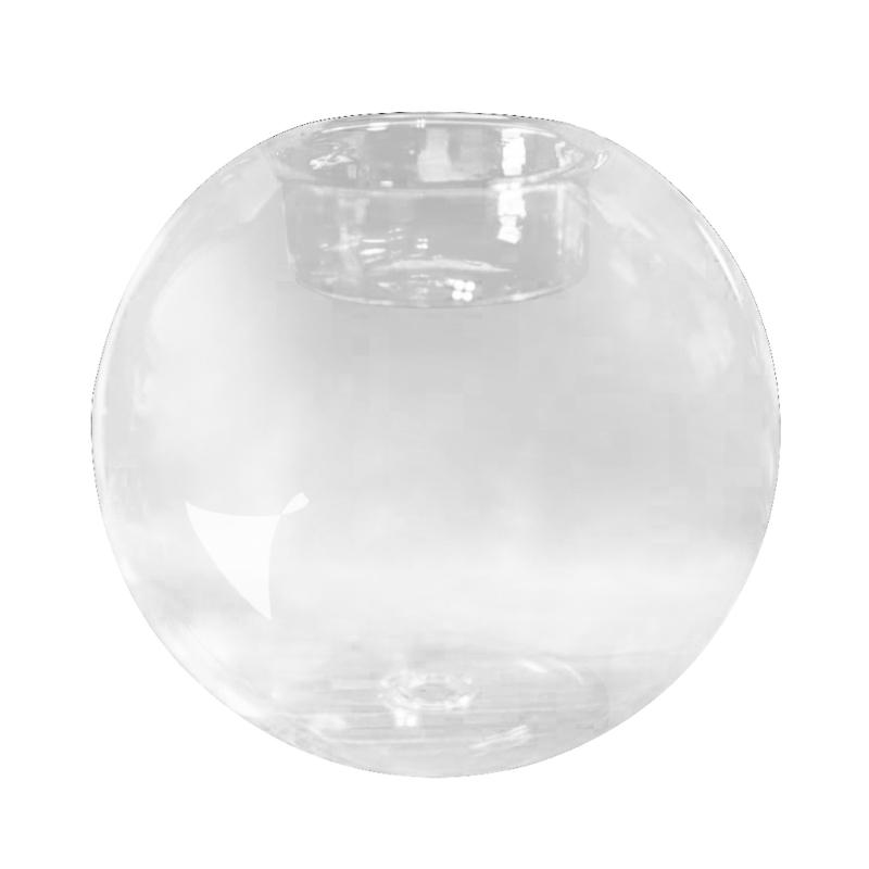 Round Glass Candle Holder Transparent Candlestick Ornaments Home Bar Decorations