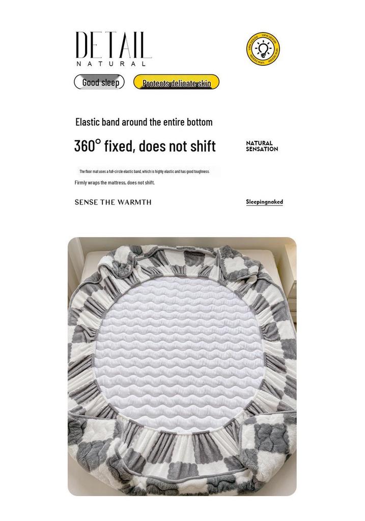 A-Class Milk Velvet Quilted Bed Cover: Thick, Warm, Single-Piece Plaid Bedspread & Mattress Protector