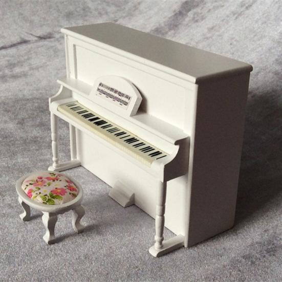 1 Set Miniature Scale 1:12 Smooth Wear-resistance Dollhouse Wooden Piano for Decor