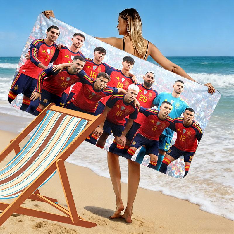 Spain Print Beach Towel, Large Soft Quick Dry Towel for Beach Camping Swimming