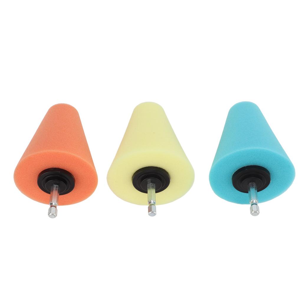 3PCS Hub Conical Polishing Sponge Buffing Foam Pad Wheel Care Tool for Cars Boats Motorcycles