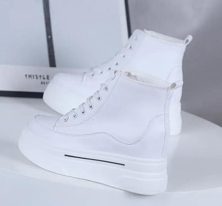 

Мода 8 см повседневные маленькие белые туфли Высокие кроссовки на танкетке Повседневная обувь На шнуровке Каблуки Черные Белые кроссовки Высокая мода Обувь для ходьбы 34