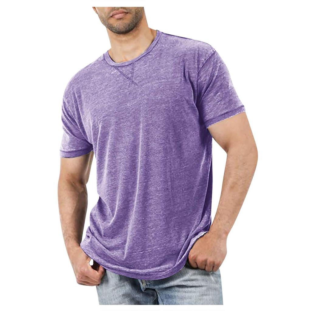 Men's Short Sleeve T-Shirts Casual Blouse Round Neck Tee Shirt Summer Soft Tops