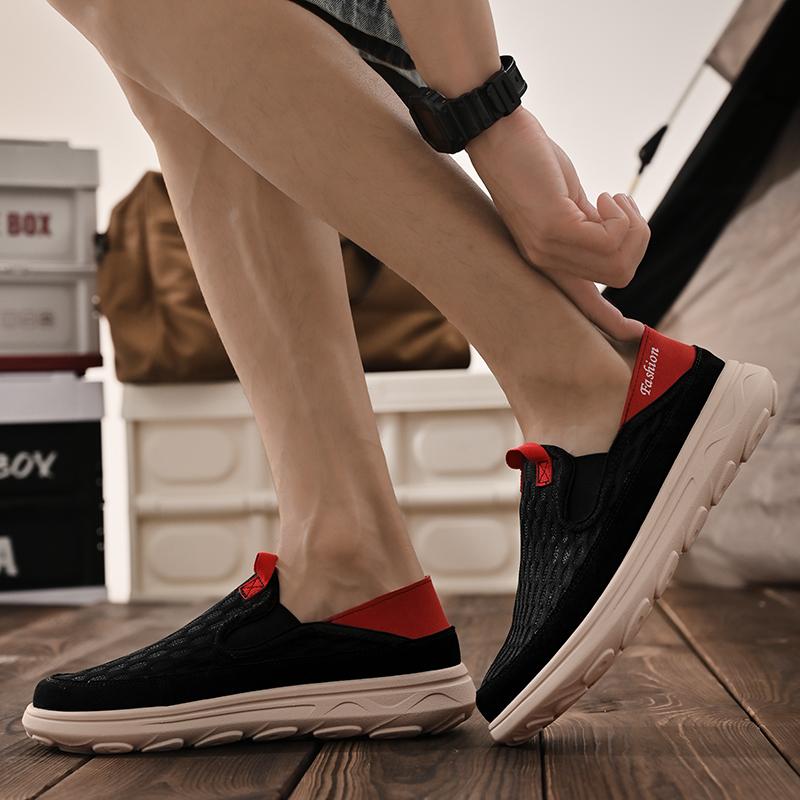 Men's Mesh Casual Shoes Thin Soled Comfortable Hiking Shoes Breathable Simple Odor Proof Wear Resistant Outdoor Versatile