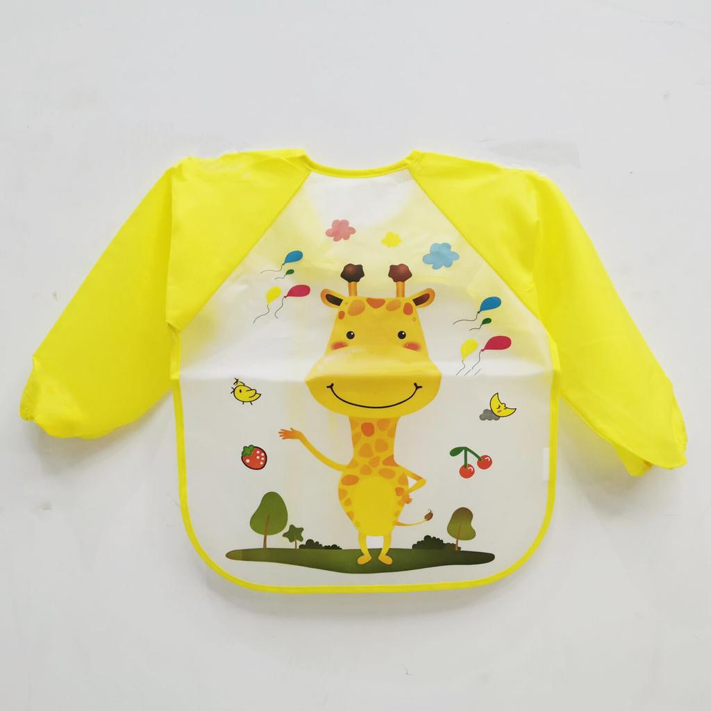 Baby Waterproof Bibs Apron Boys Girls Burp Cloth Toddler Child Newborn Feeding Painting Infant Long Sleeve Draw Animal Cartoon