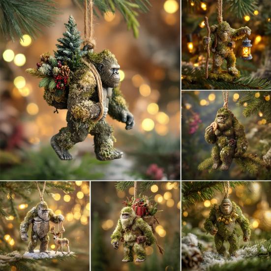 Sasquatch Christmas Ornament 2D Flat Acrylic Hanging Charm Xmas Tree Decoration Festive Gift