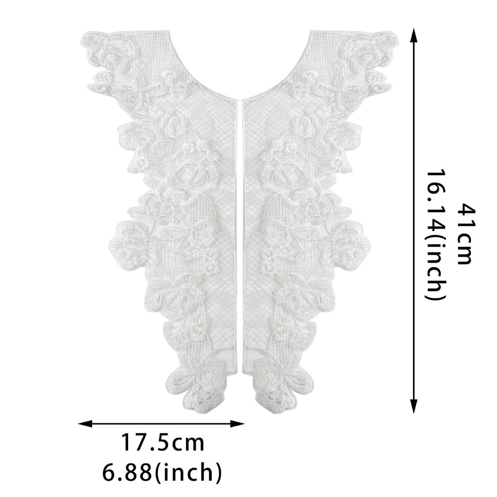 Front Collar Applique Wedding Dress, Clothing Accessories, Accessories, White Embroidered Mesh Pair, Lace Lace Cloth Sticker